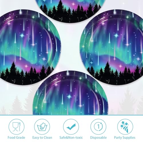 50 Pcs 9-inch Aurora Borealis Party Paper Plates - Grencian