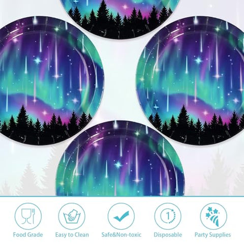 50 Pcs 9-inch Aurora Borealis Party Paper Plates - Grencian