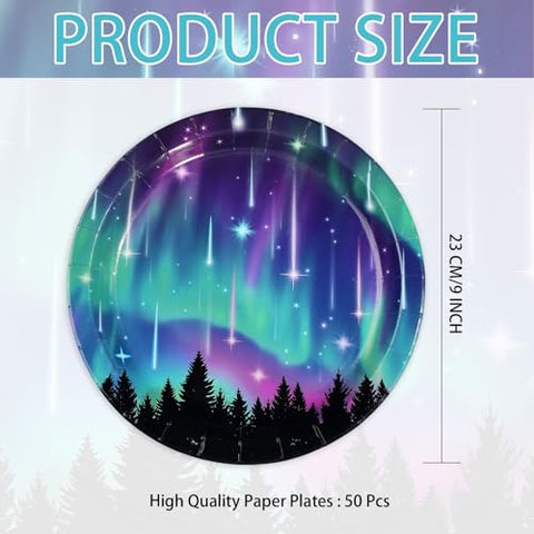50 Pcs 9-inch Aurora Borealis Party Paper Plates - Grencian