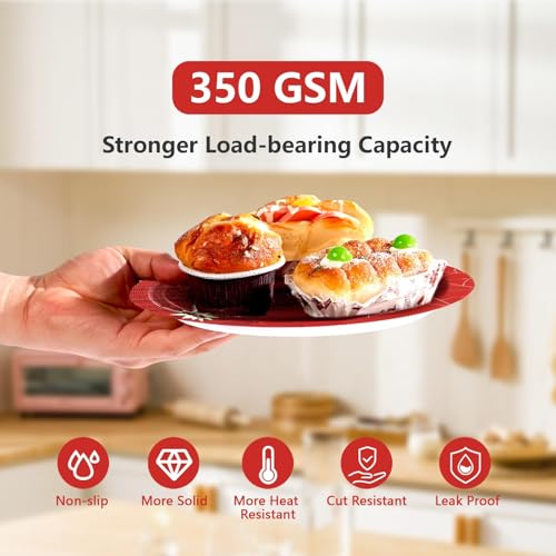 50 Pcs 9-inch Black Red Spider Party Paper Plates - Grencian