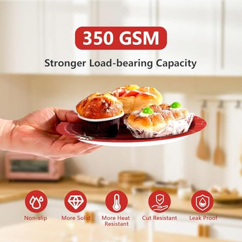 50 Pcs 9-inch Black Red Spider Party Paper Plates - Grencian