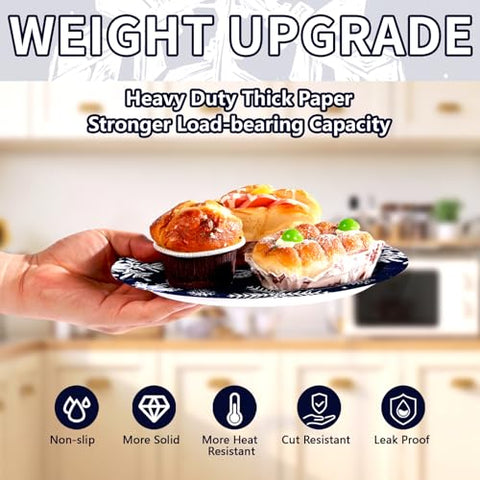 50 Pcs 9-inch Blue Snowflake Party Paper Plates - Grencian