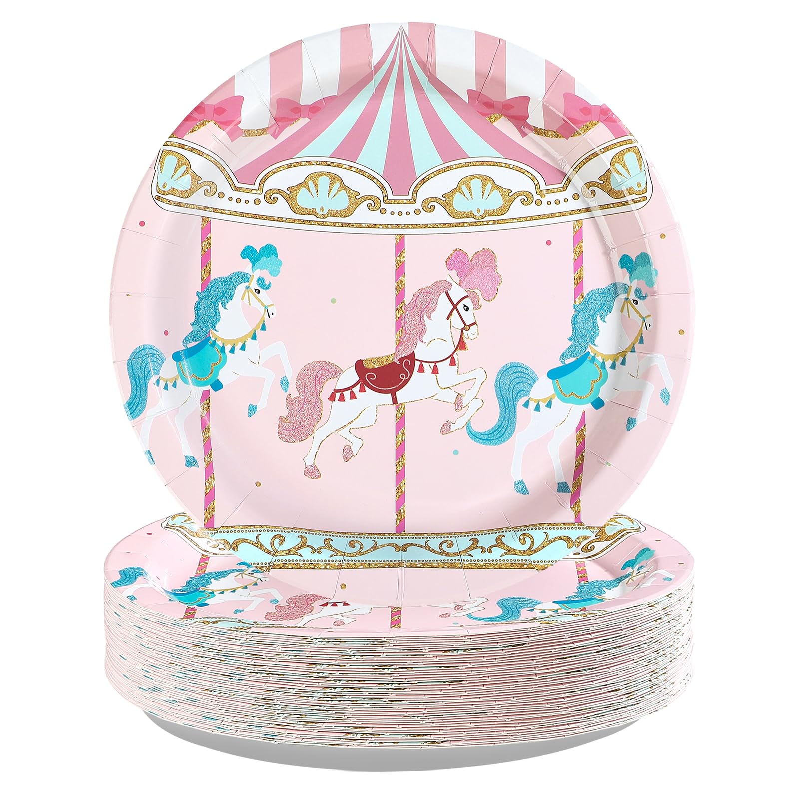 50 Pcs 9-inch Carousel Party Paper Plates - Grencian
