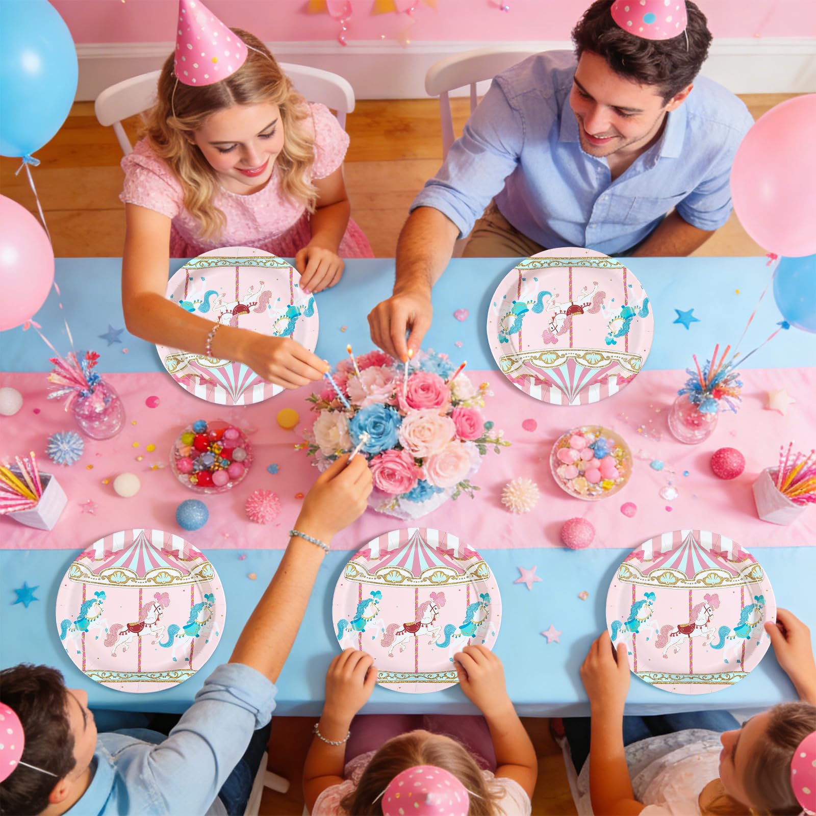 50 Pcs 9-inch Carousel Party Paper Plates - Grencian