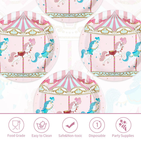 50 Pcs 9-inch Carousel Party Paper Plates - Grencian
