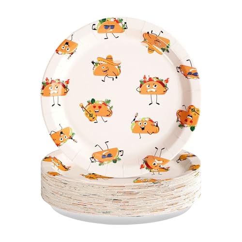 50 Pcs 9-inch Cartoon Quesadilla Party Paper Plates - Grencian