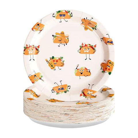 50 Pcs 9-inch Cartoon Quesadilla Party Paper Plates - Grencian