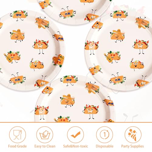 50 Pcs 9-inch Cartoon Quesadilla Party Paper Plates - Grencian