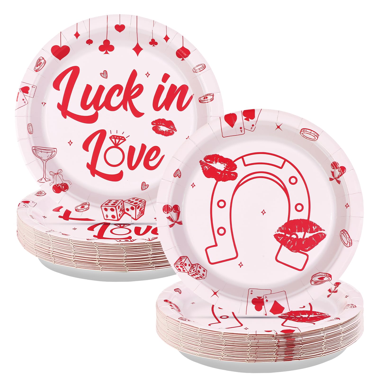 50 Pcs 9-inch Casino Bachelorette Party Paper Plates - Grencian