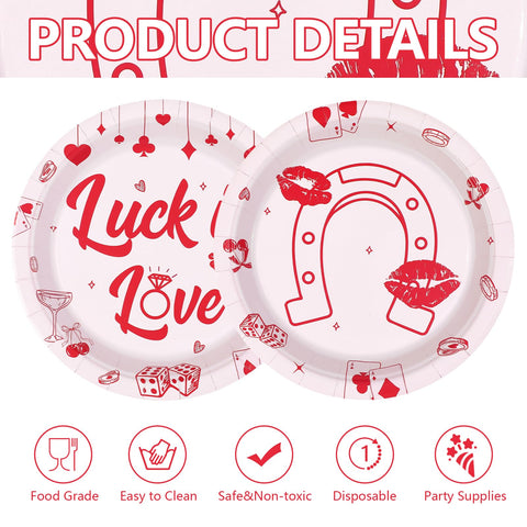 50 Pcs 9-inch Casino Bachelorette Party Paper Plates - Grencian