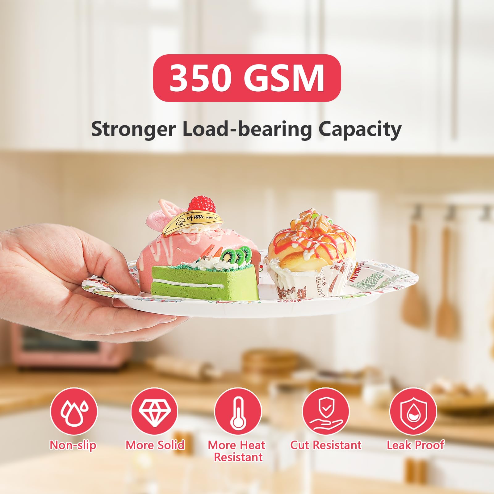 50 Pcs 9 Inch Colorful Xmas Tree Party Paper Plates - Grencian