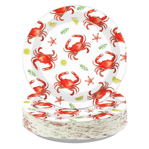 50 Pcs 9-inch Crab Lemon Party Paper Plates - Grencian