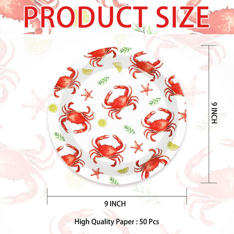 50 Pcs 9-inch Crab Lemon Party Paper Plates - Grencian