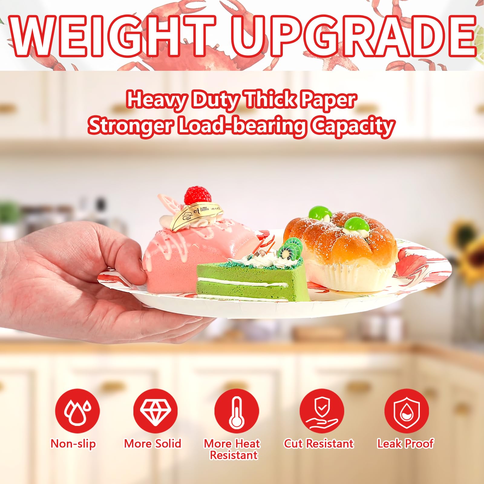 50 Pcs 9-inch Crab Lemon Party Paper Plates - Grencian