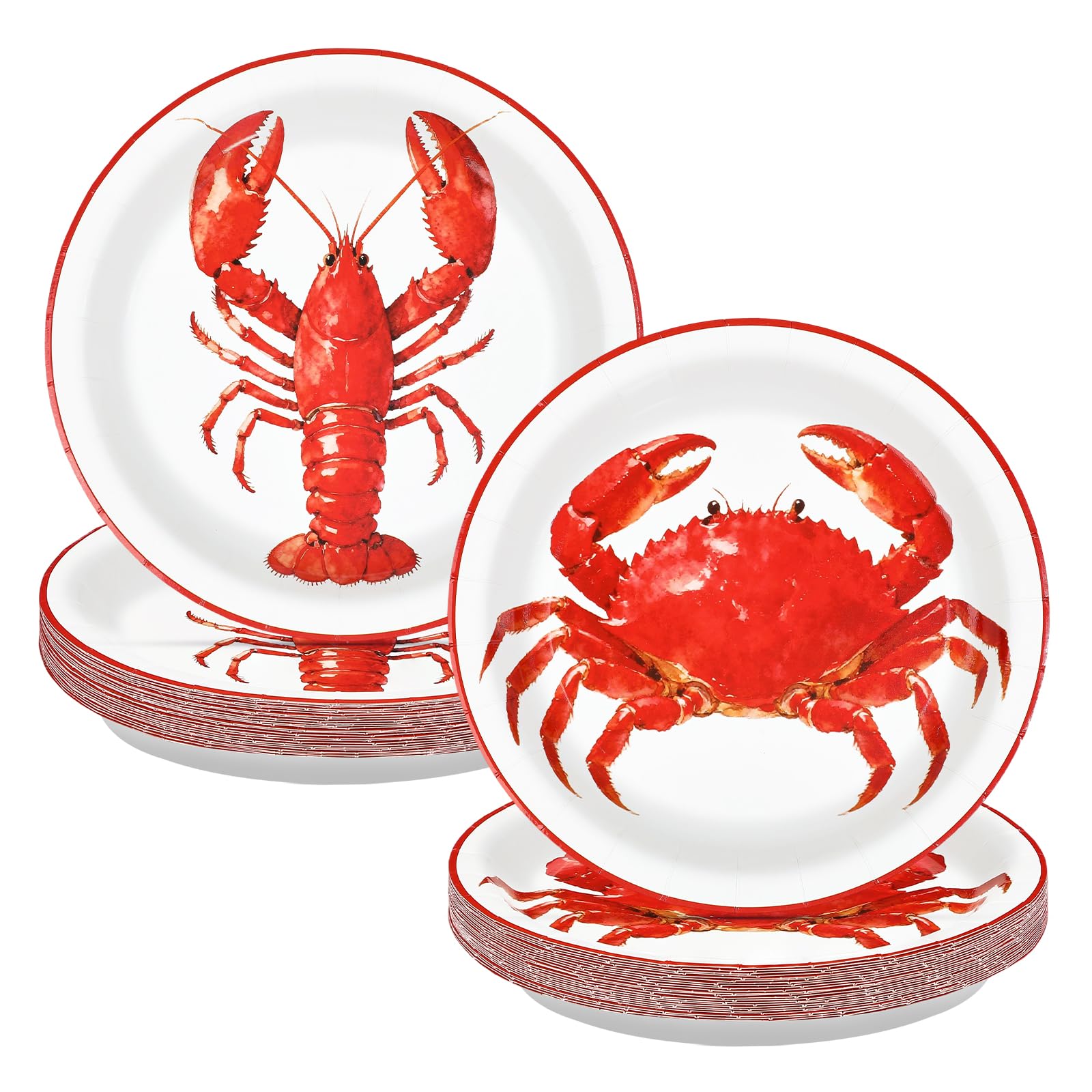 50 Pcs 9-inch Crawfish Boil Party Paper Plates - Grencian