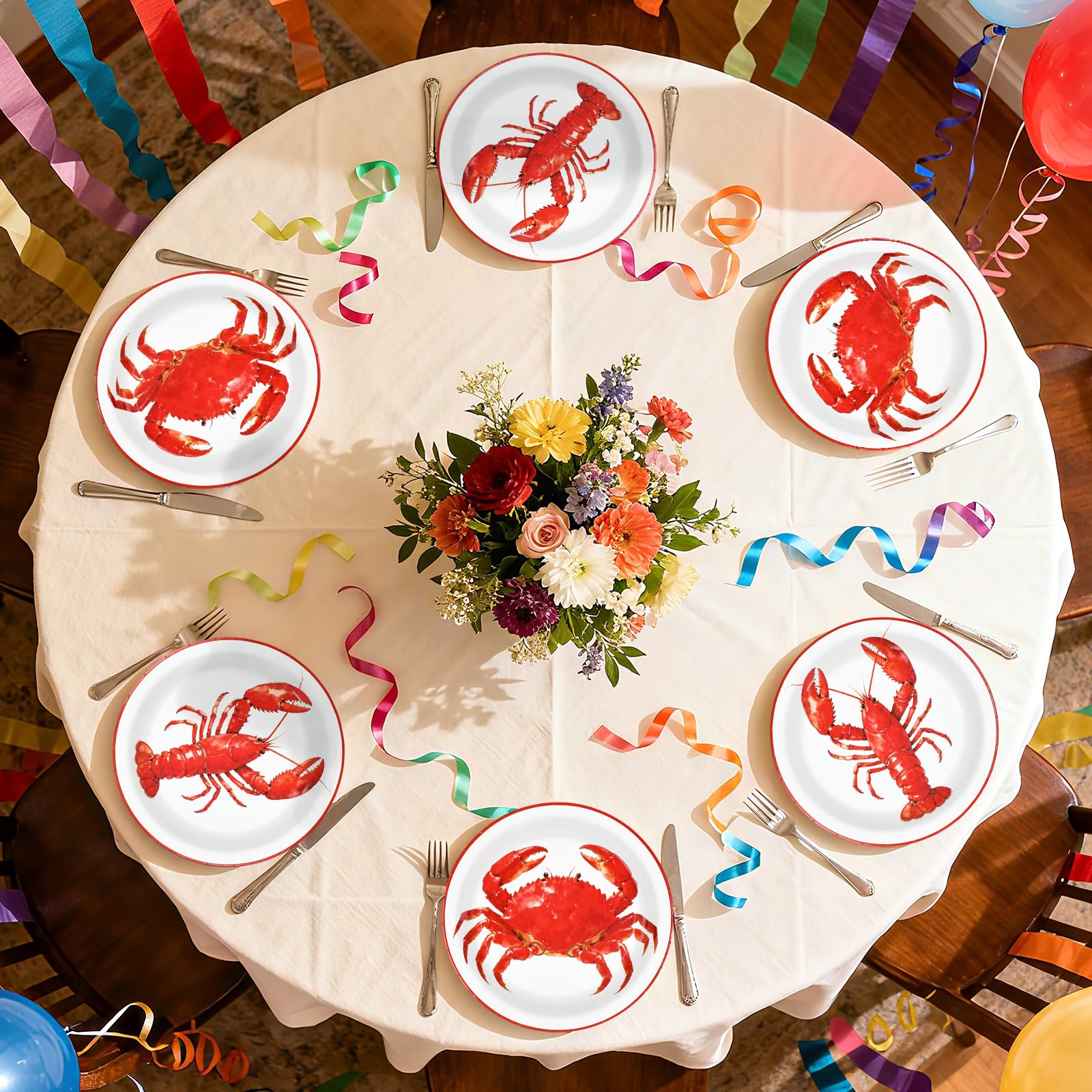 50 Pcs 9-inch Crawfish Boil Party Paper Plates - Grencian