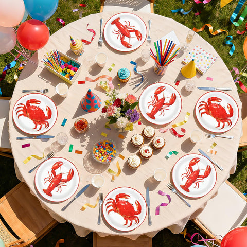 50 Pcs 9-inch Crawfish Boil Party Paper Plates - Grencian