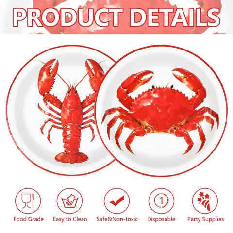 50 Pcs 9-inch Crawfish Boil Party Paper Plates - Grencian