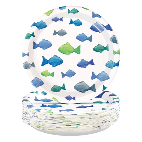 50 Pcs 10-inch Fish Party Paper Plates - Grencian