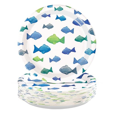 50 Pcs 10-inch Fish Party Paper Plates - Grencian