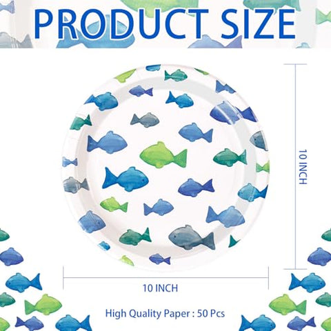 50 Pcs 10-inch Fish Party Paper Plates - Grencian