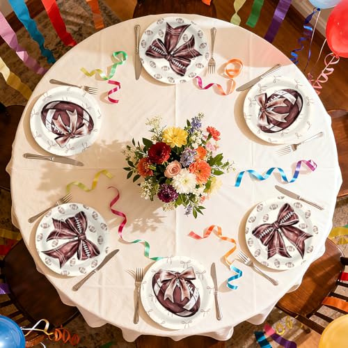50 Pcs 9-inch Football Bows Party Paper Plates - Grencian