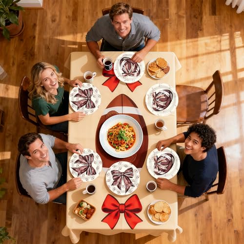 50 Pcs 9-inch Football Bows Party Paper Plates - Grencian