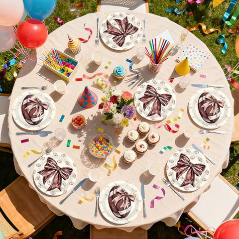 50 Pcs 9-inch Football Bows Party Paper Plates - Grencian