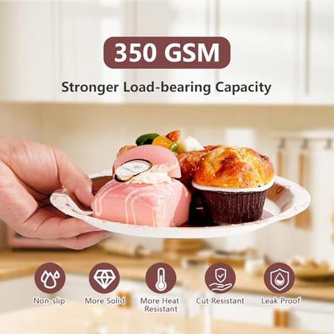 50 Pcs 9-inch Football Bows Party Paper Plates - Grencian