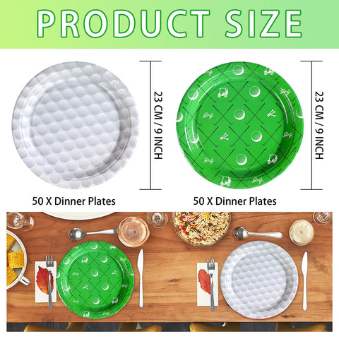 50 Pcs 9-inch Golf Ball Party Paper Plates