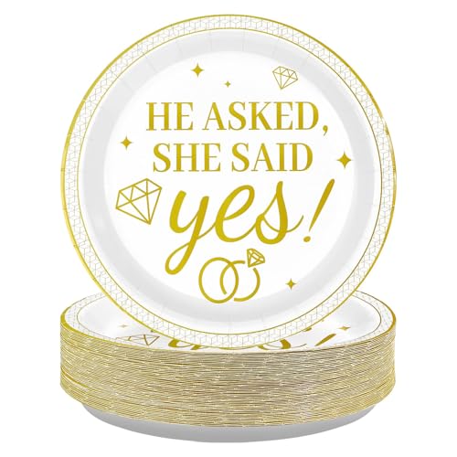 50 Pcs 9-inch Happy Engagement Party Paper Plates