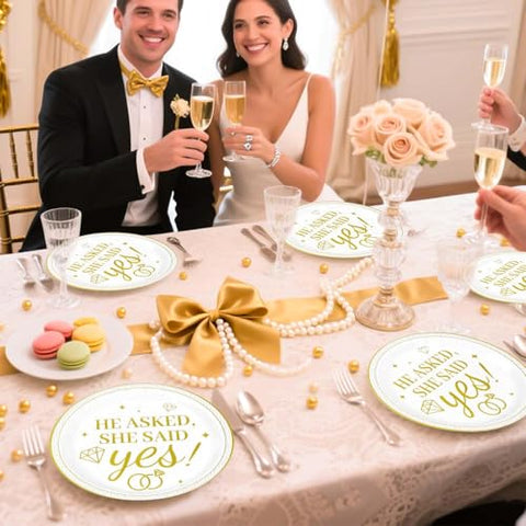 50 Pcs 9-inch Happy Engagement Party Paper Plates