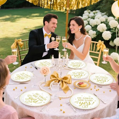 50 Pcs 9-inch Happy Engagement Party Paper Plates