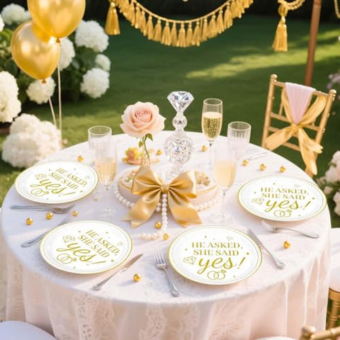 50 Pcs 9-inch Happy Engagement Party Paper Plates