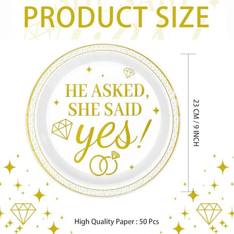 50 Pcs 9-inch Happy Engagement Party Paper Plates