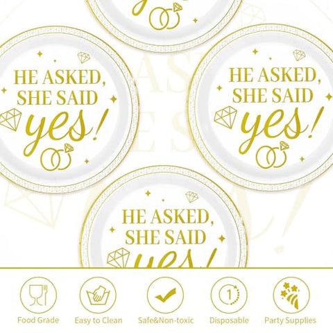 50 Pcs 9-inch Happy Engagement Party Paper Plates