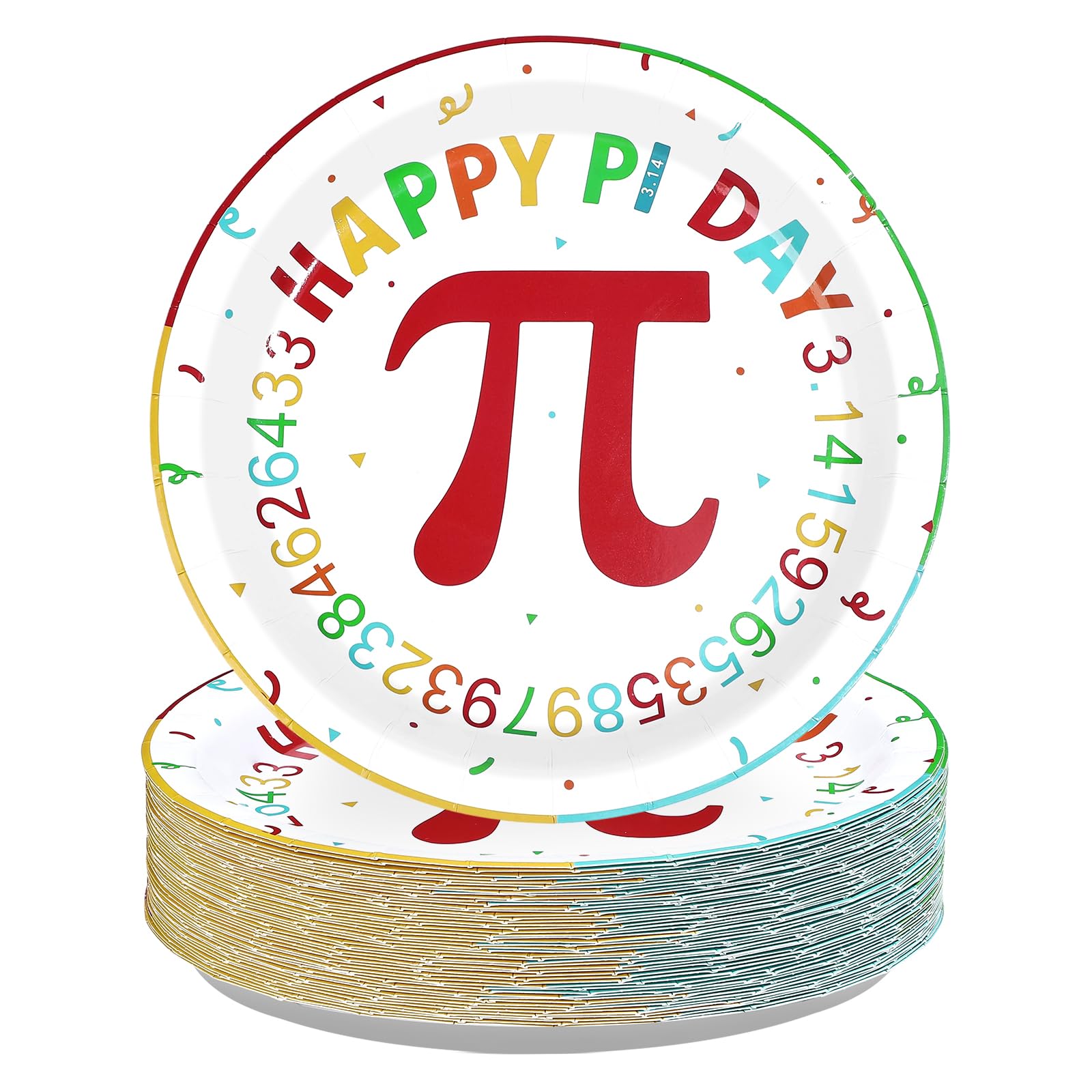 50 Pcs 9-inch Happy Pi Day Party Paper Plates - Grencian