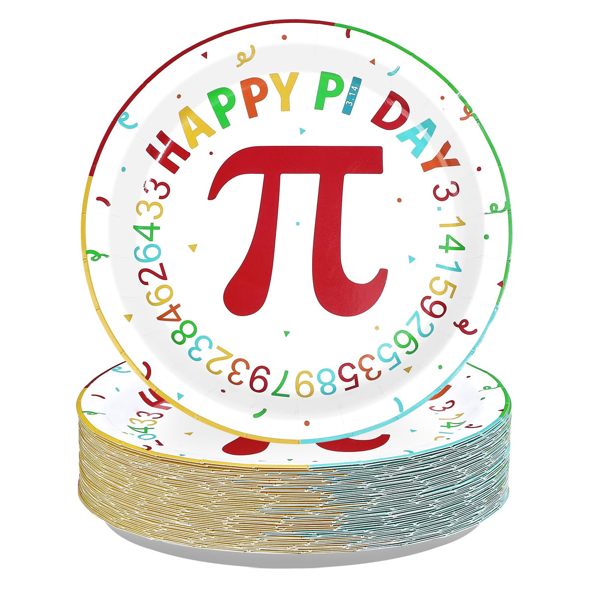 50 Pcs 9-inch Happy Pi Day Party Paper Plates - Grencian