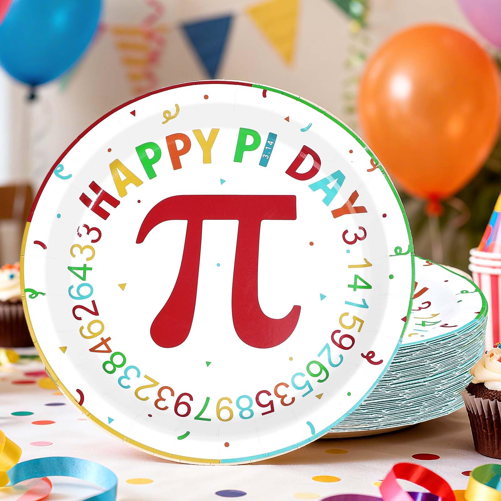 50 Pcs 9-inch Happy Pi Day Party Paper Plates - Grencian