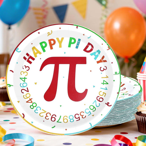 50 Pcs 9-inch Happy Pi Day Party Paper Plates - Grencian