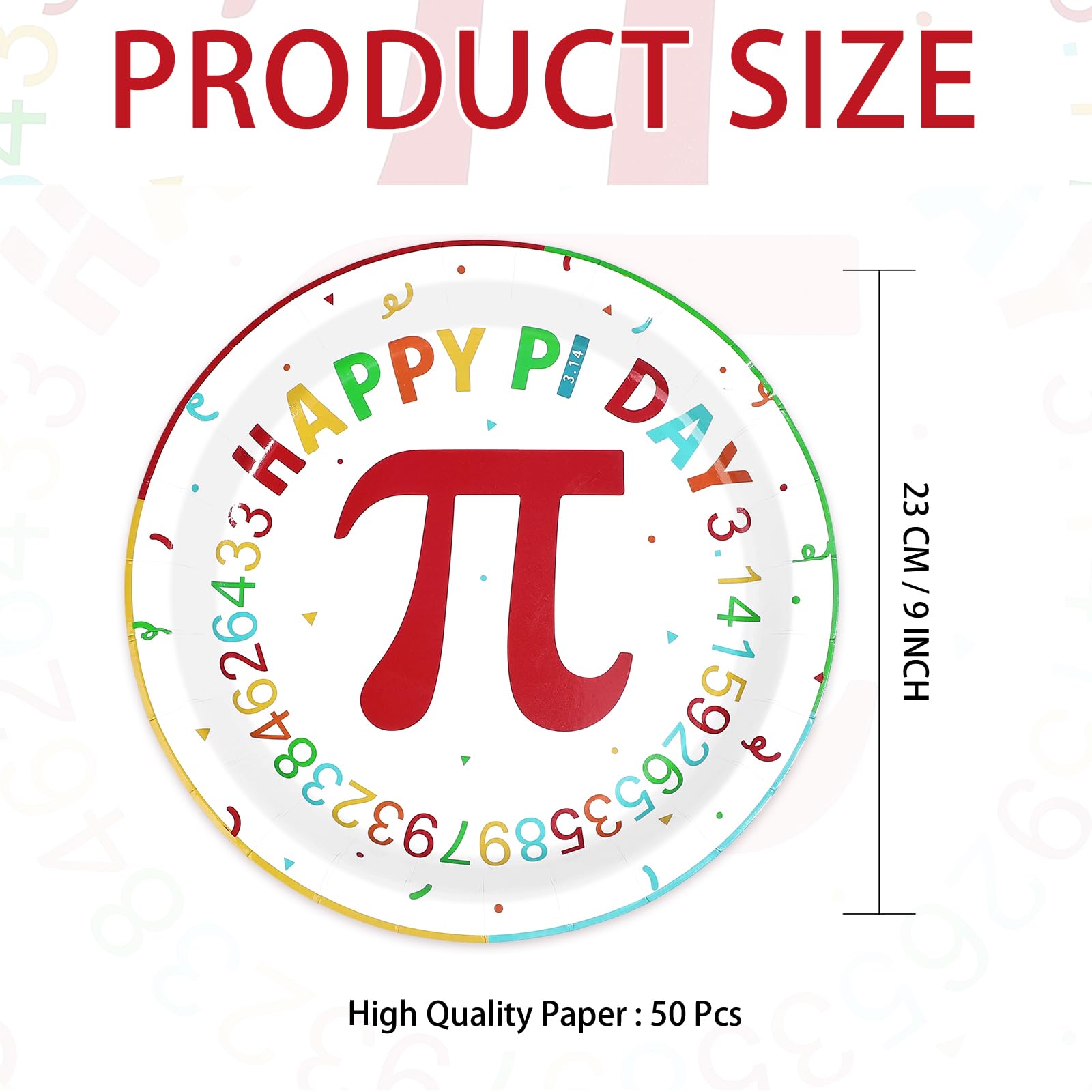 50 Pcs 9-inch Happy Pi Day Party Paper Plates - Grencian