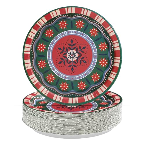 50 Pcs 9-inch Mexican Christmas Party Paper Plates - Grencian