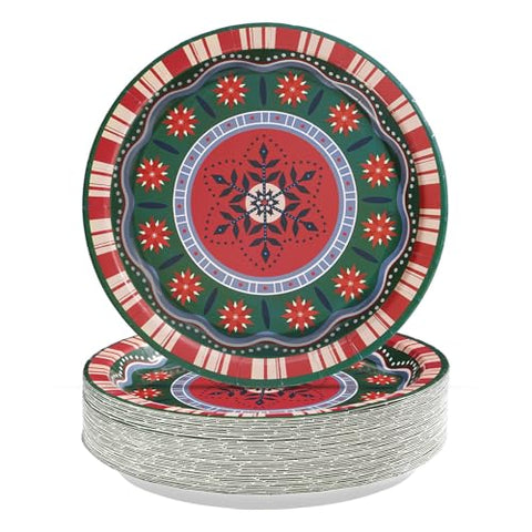 50 Pcs 9-inch Mexican Christmas Party Paper Plates - Grencian