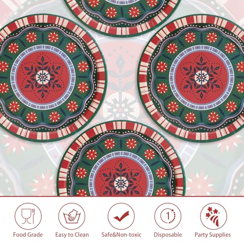 50 Pcs 9-inch Mexican Christmas Party Paper Plates - Grencian