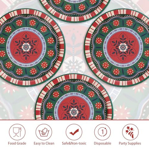50 Pcs 9-inch Mexican Christmas Party Paper Plates - Grencian