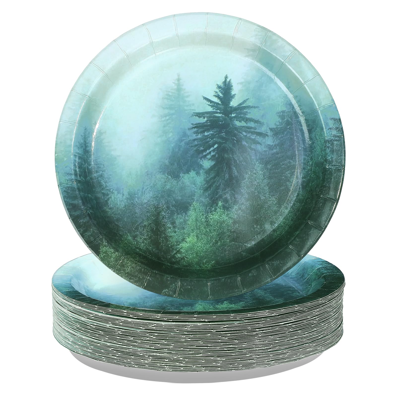 50 Pcs 9-inch Misty Forest Party Paper Plates - Grencian