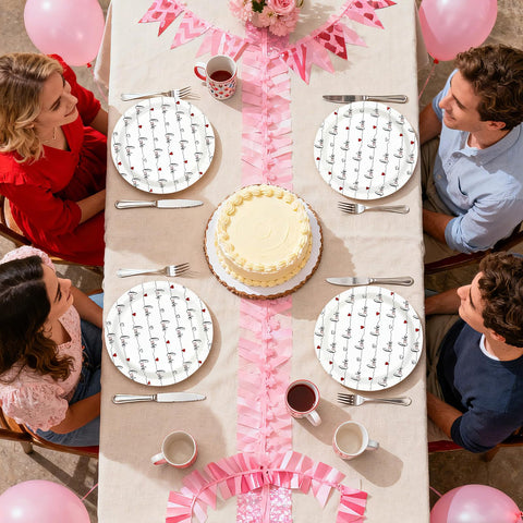 50 Pcs 9-inch Red Love Heart Party Paper Plates - Grencian