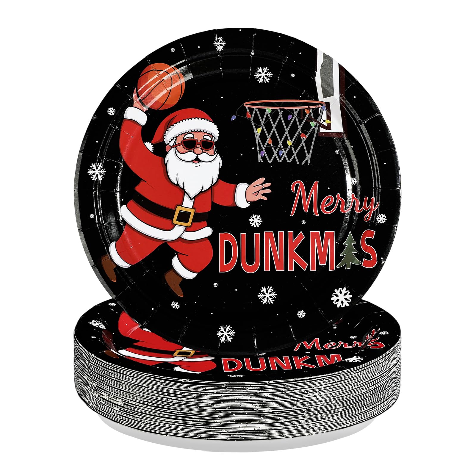 50 Pcs 9 Inch Santa Dunk Party Paper Plates - Grencian