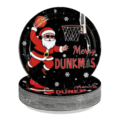 50 Pcs 9 Inch Santa Dunk Party Paper Plates - Grencian