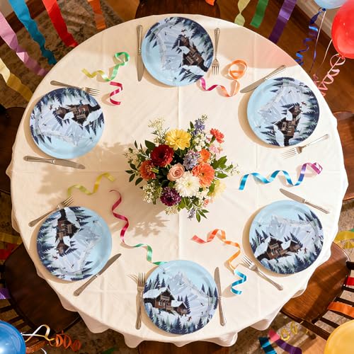 50 Pcs 9-inch Skiing Party Paper Plates - Grencian